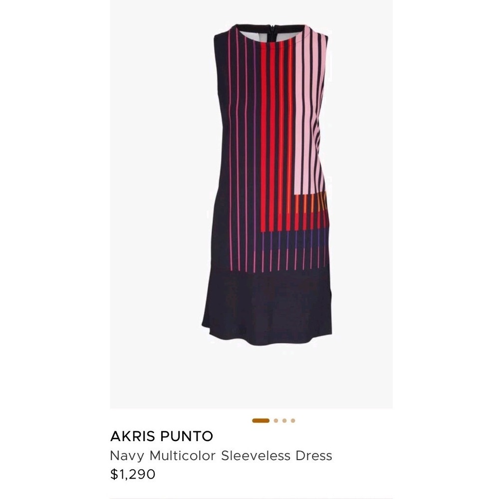 AKRIS PUNTO Dress Women's US 6 / UK 10 Sleeveless Striped Crepe Shift $1290‎ NWT